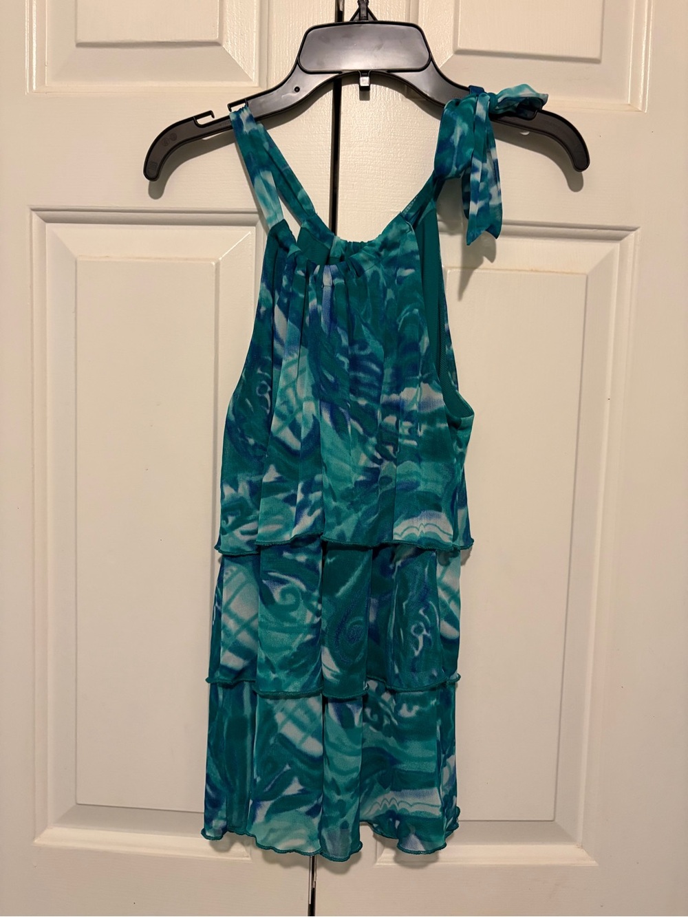 INC International Concepts Teal Blue Tiered Halter Tank